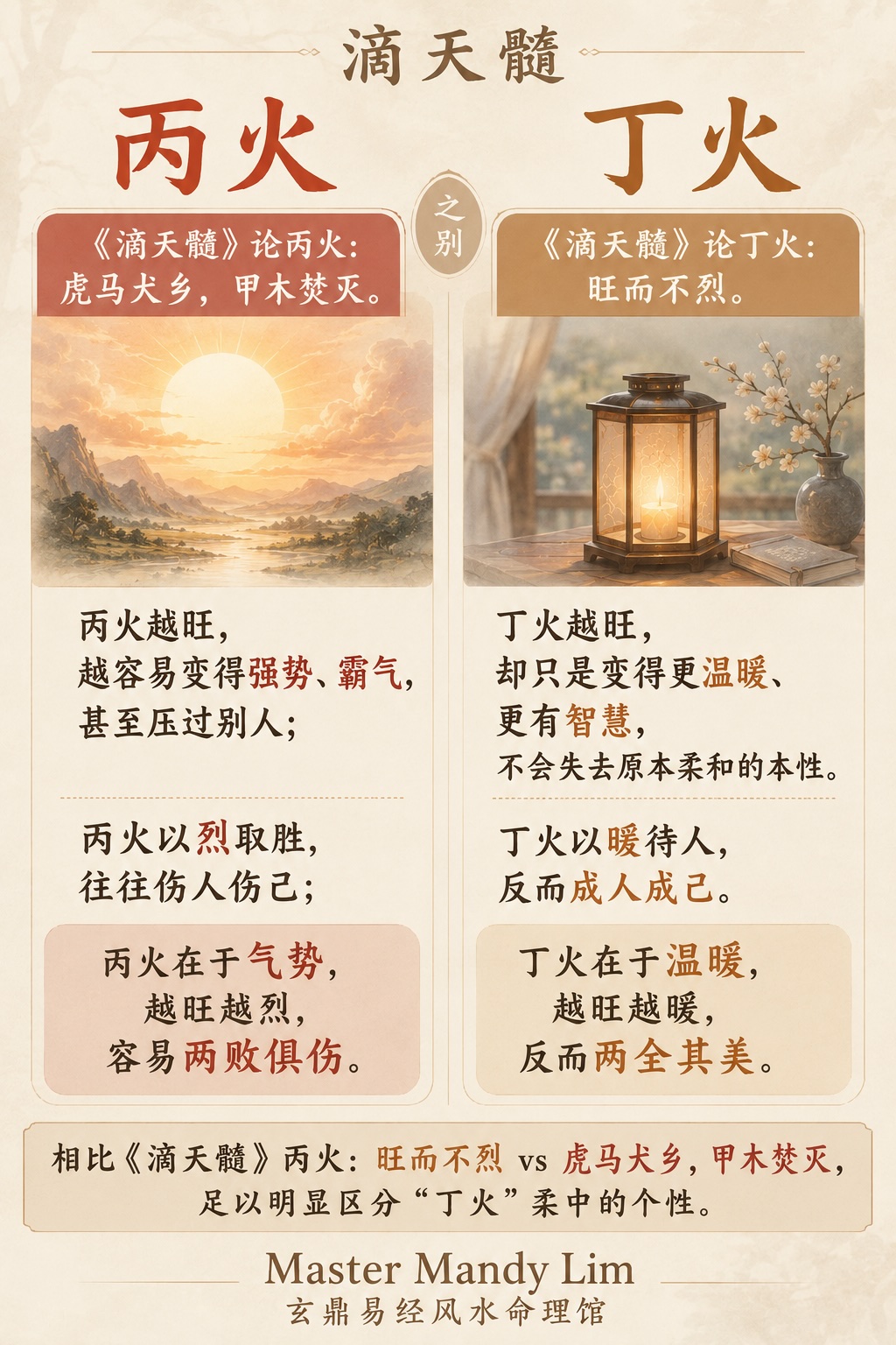 八字:滴天髓@丁火 4 vs 丁火