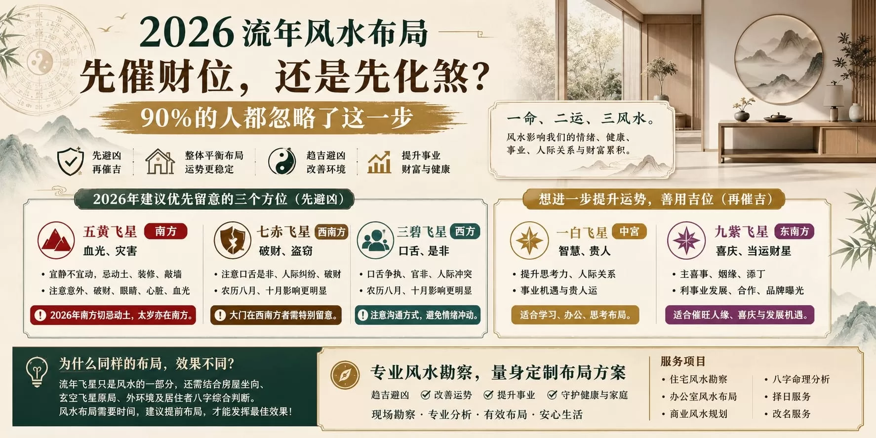 2026流年风水布局|先催财位,还是先化煞?90%的人都忽略了这一步 4 2026流年风水布局先催财位还是先化煞 2 1
