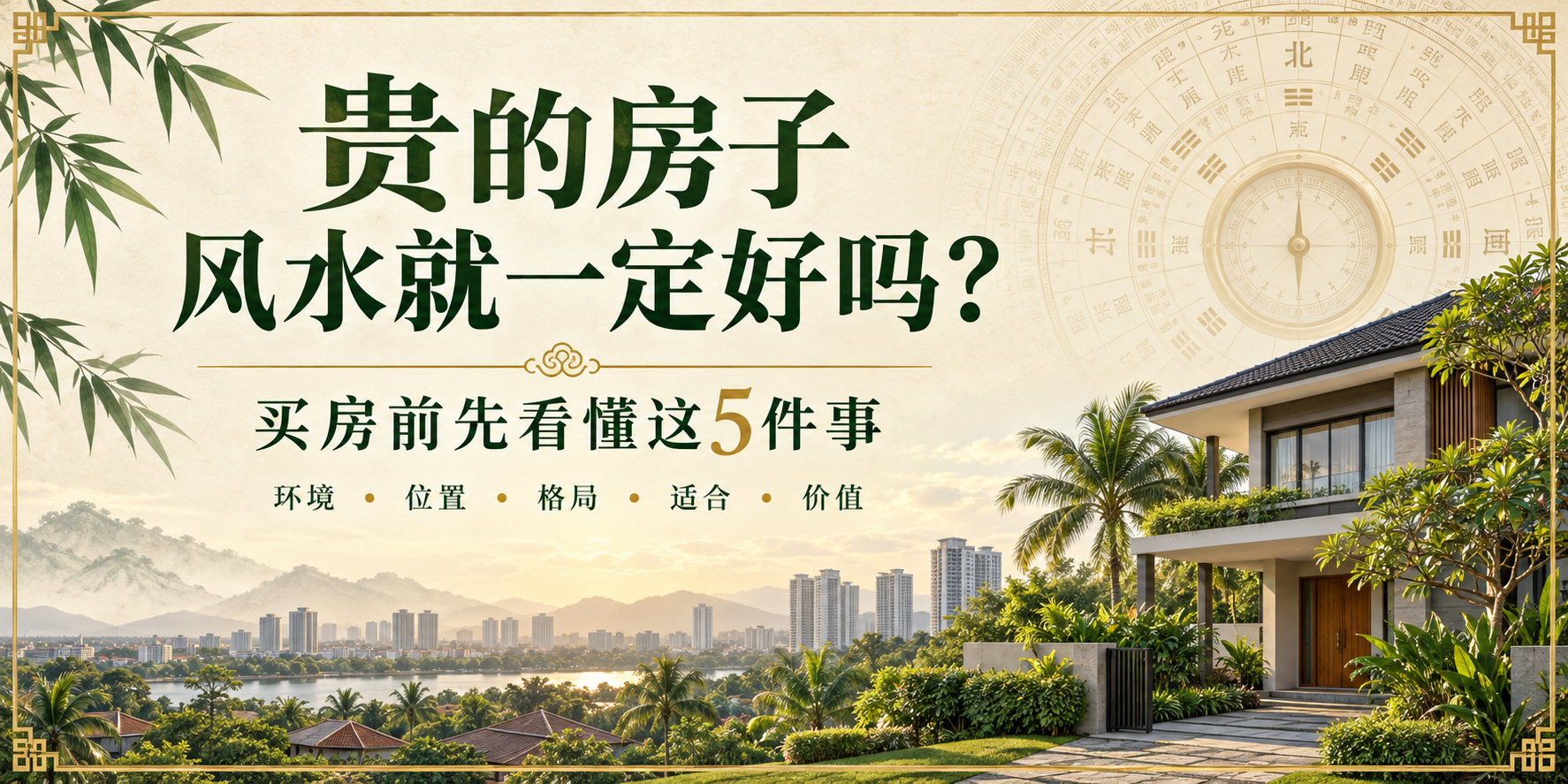 贵的房子风水就一定好吗？买房前先看懂这5件事，住宅环境与格局主题横幅